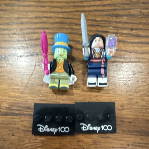 LEGO Disney 100 Limited Edition Minifigures Lot of 2 w/ Display Stands