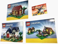 4 Lego Creator #5766 #5891 Apple House Log Cabin Instruction Manual Booklet Only