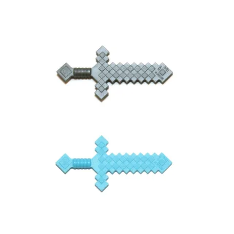 LEGO Minecraft Pixelated Weapon Sword Minifigure Azure Dark Bluish Gray #E-095