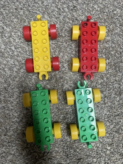 Lego Duplo Lot Cars Train Base Vehicle Toy Parts 4 Pieces Mixed Colors