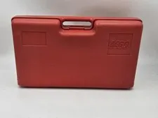 Lego Brand Red Plastic Hard Shell Toy Tool Box Storage Case 15"x12" w Handle Vtg
