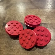 Lot of 4 Lego Vintage Stud Red Wheel PIN - Part# 715