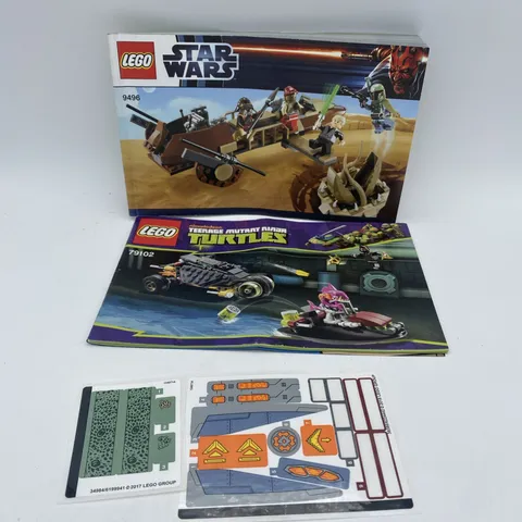 2 LEGO instruction Manuals Only Star Wars 9496 Desert Skiff & TMNT 79102 Bike