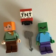 LEGO MiniFigure Minecraft Zombie Alex figures, TNT, Axe Free Shipping