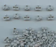 LEGO x 50 Light Bluish Gray Plate, Modified 1 x 2 with Clip on Side Horizontal