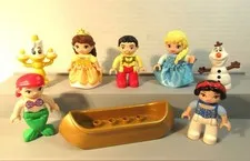 Lego Duplo Disney Princess Minifigures + Gold Canoe Lot of 8 EUC