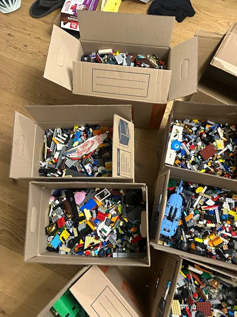 130lbs LEGO Bulk Lot Mixed Bricks Parts Pieces Multicolor Plastic in Boxes