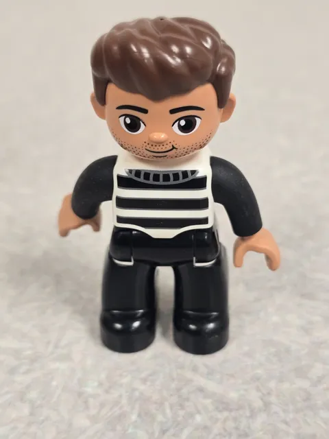 Lego Duplo Figure Robber Jail Criminal Boy Man Inmate Convict Criminal Free Ship