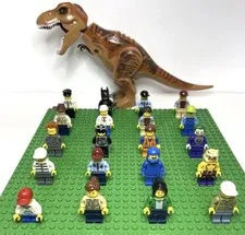Lego Minifigure Lot (20 Minifigures, 1 T-Rex, Damaged Pieces, Bulk Lot) Cad