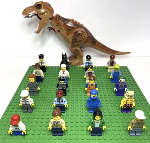 Lego Minifigure Lot (20 Minifigures, 1 T-Rex, Damaged Pieces, Bulk Lot) Cad