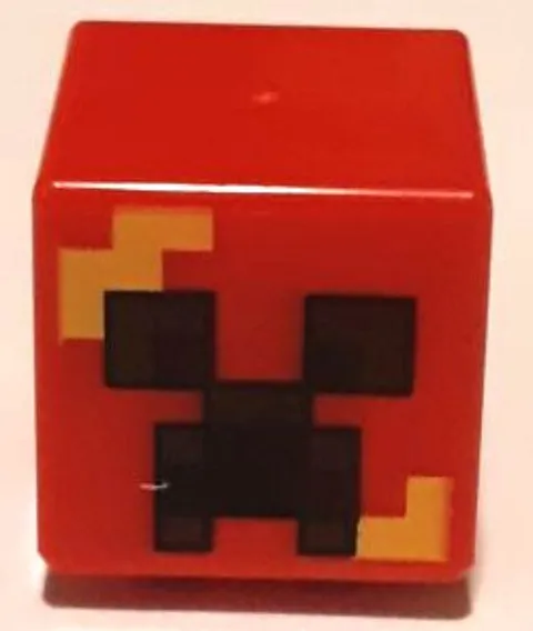 LEGO® Part 19729pb047 - Red Minecraft Creeper Head