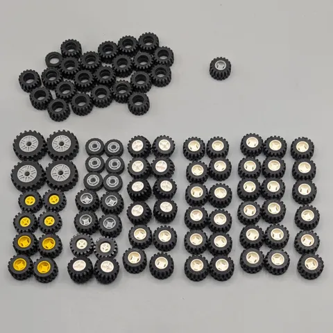 Lego Assorted Size Mixed Tires & Wheels LOT (34 Sets, 24 Tires)