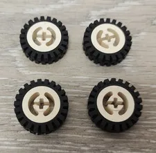 Lego 3483 Tire 24mm D. x 8mm Offset Tread Interior Ridges & 3482 White Lot Of 4