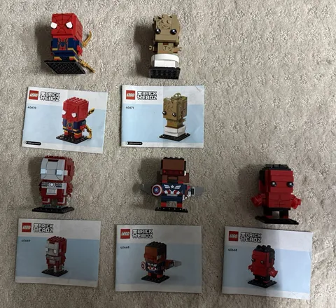 LEGO Marvel BRICKHEADZ 40668, 40669 MK5, 40670 Spider-man, 40671 Groot 100%