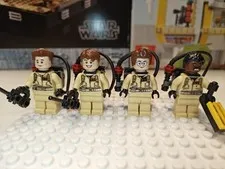 NEW Ghostbusters Egon, Peter, Ray, Winston Custom Lego Minifigure Lot Ecto-1