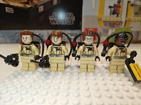 NEW Ghostbusters Egon, Peter, Ray, Winston Custom Lego Minifigure Lot Ecto-1