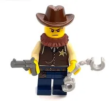 Lego Sheriff Minifigure - w/ Classic Cowboy Hat - Western Frontier Wild West Fig