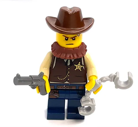 Lego Sheriff Minifigure - w/ Classic Cowboy Hat - Western Frontier Wild West Fig