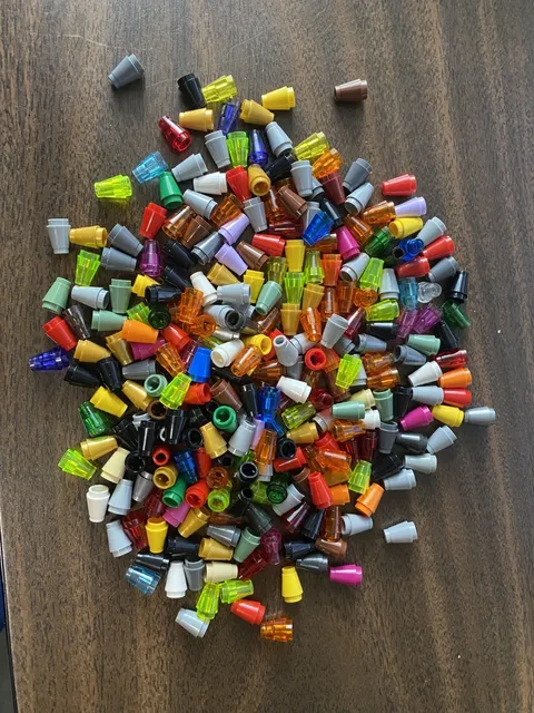 LEGO Parts: 4589 & 4589 Cone 1x1 Mixed Color Bulk Lot of 260
