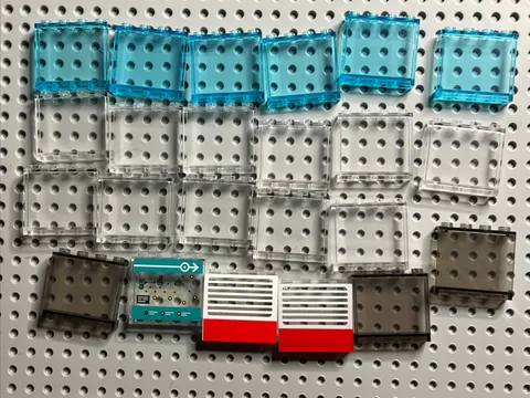 LEGO 60581 Panel 1 x4x3 Side Supports Hollow Studs Translucent Mix 23 Pcs 1980s