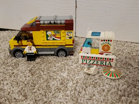 Lego City 60150 Pizza Van Food Truck And 6350 Pizzeria Truck Both Incomplete 