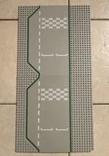 LEGO Road Plate Gray Straight Road Baseplate Green Border White Dashed, 1pc