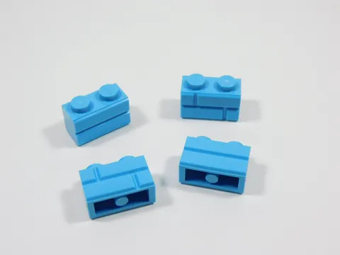 LEGO 4 Medium Azure 1x2 Modified Bricks Masonry Profile S9