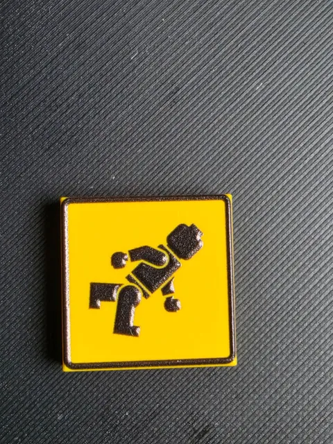 Pedestrian Crossing Sign Custom printed original LEGO® brick 2x2 tile