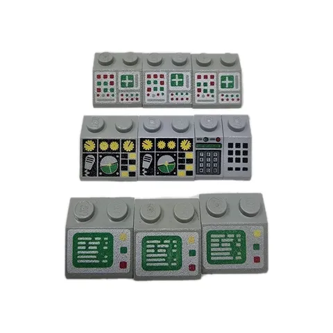 Lego Gray Slope 2x2 Computer Screen Lot x8 (Plus 2 1x2) Gauges Buttons Patterns