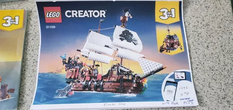 LEGO CREATOR 31n1 Pirate Ship (31109) 99.9% Complete with 2 books & minifigures 
