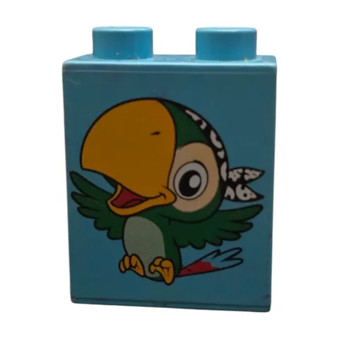LEGO Duplo Brick 1x2x2 with Bird Skully the Parrot Pattern Jake Neverland Pirate