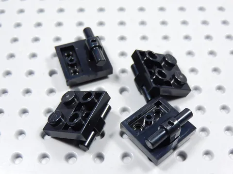 LEGO Lot of 4 Black 2x2 Modified Plates w/ Bar on Bottom BH