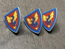 LEGO 3846px10 Shield Triangular Short Blue Yellow Dragon Red Background 3 Pieces