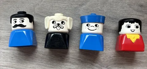 Vintage 1970s Jumbo LEGO Figure Heads Lot 4 Police Girl Mustache Large