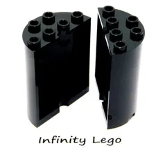 2 LEGO Black Half Cylinder 2 x 4 x 4 Round Panel (6259 6218 20430)