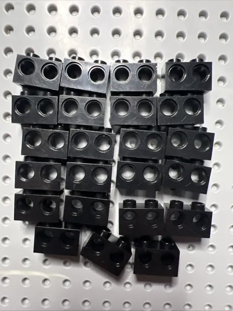 LEGO 32000 Black Technic, Brick 1 x 2 with Two Holes - 28pcs