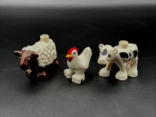 Lego Lot of 3 Duplo Black Spotted Baby Cow, Sheep and Chicken Animal Figures