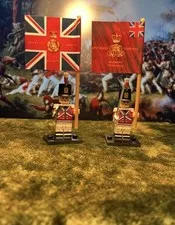 2x Minis 1st Foot Guards 1st Napoleonic British Infantry +2 Flags LEGO Flagpoles