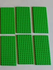 LEGO BULK LOT of 6 Bright Green 8X16 8 x 16 STUD BASE PLATES 92438
