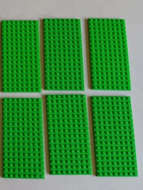 LEGO BULK LOT of 6 Bright Green 8X16 8 x 16 STUD BASE PLATES 92438