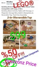 Play N Store Wood 2-in-1 Table for Lego🔥 LEGO Table⭐Building Block Table  BNIB