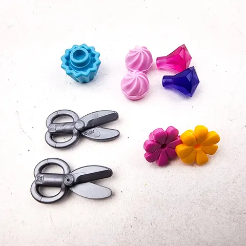 LEGO Friends Scissors Hairdresser Cupcake Jewel Flower Replacement Part Lot of 9