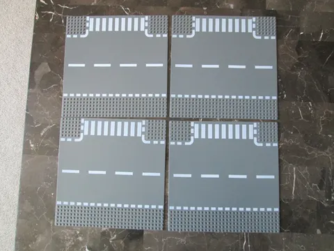 LOT OF 4 LEGO 10 X 10 INCH GRAY STREET BASE PLATES # 44341 PRE OWNED