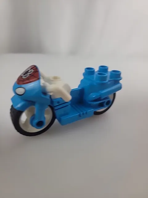 Lego Duplo Marvel Light Blue And White Spider Man Motorcycle Bike 