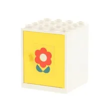 1x LEGO Homemaker Cabinet 4x4x4 White Door Left Yellow Flower 837 838