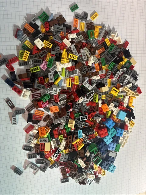 650+ LEGO 1x2 Modified Plate Lot Radiator Grilles, Side Stud Brackets, Clips Mix