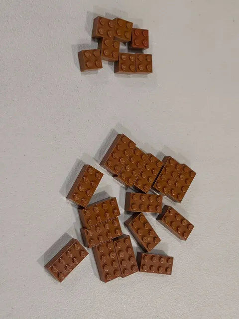 Lego Qty 22 - Brown Bricks - 3001 2x4 (15) 3003 2x3 (7) - Sorted MOC