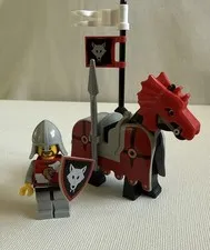 LEGO Castle Vintage Horse with red barding and helmet Rider with shield more