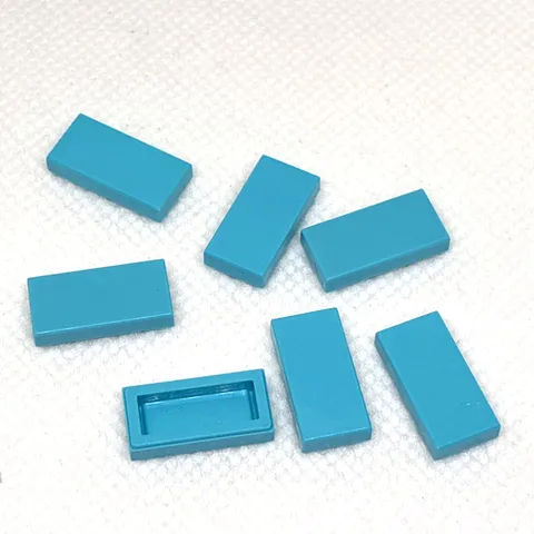 LEGO Parts - Medium Azure Tile 1 x 2 - No 3069 - QTY 7