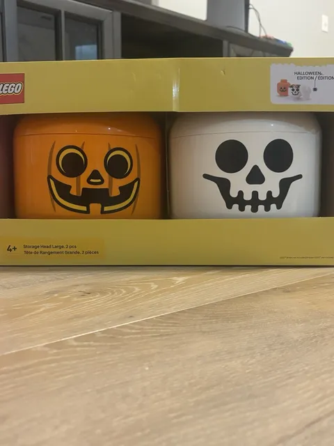 New LEGO Room Copenhagen LARGE Halloween Pumpkin Skeleton Storage 2 Pack